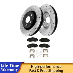 300mm Front Drilled Slotted Disc Rotors Brake Ceramic Pads Kit For 2013 2014