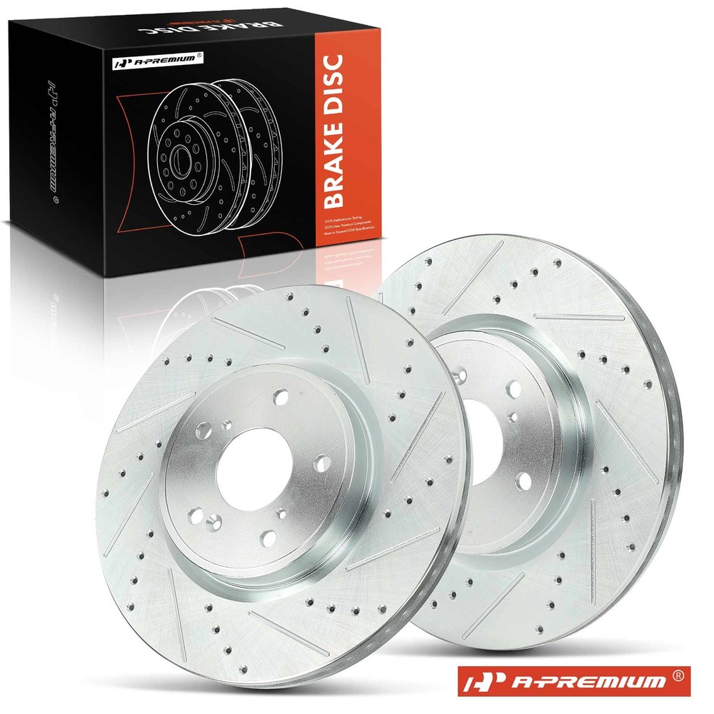 A-Premium Front Side Drilled Brake Rotor for Honda CR-V 17-23 Civic Accord Acura