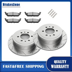REAR Brake Rotors and Pads Kits Lincoln Mark LT Fit Ford F-150 Drilled Slotted
