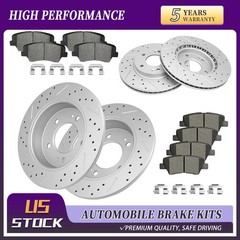 Front Rear Drilled Rotor Brake Pad For 2016 Hyundai Veloster Naturally Aspirated