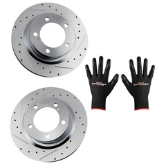 Front Drilled & Slotted Disc Brake Rotor For Toyota Land Cruiser 2016-21 S-31482