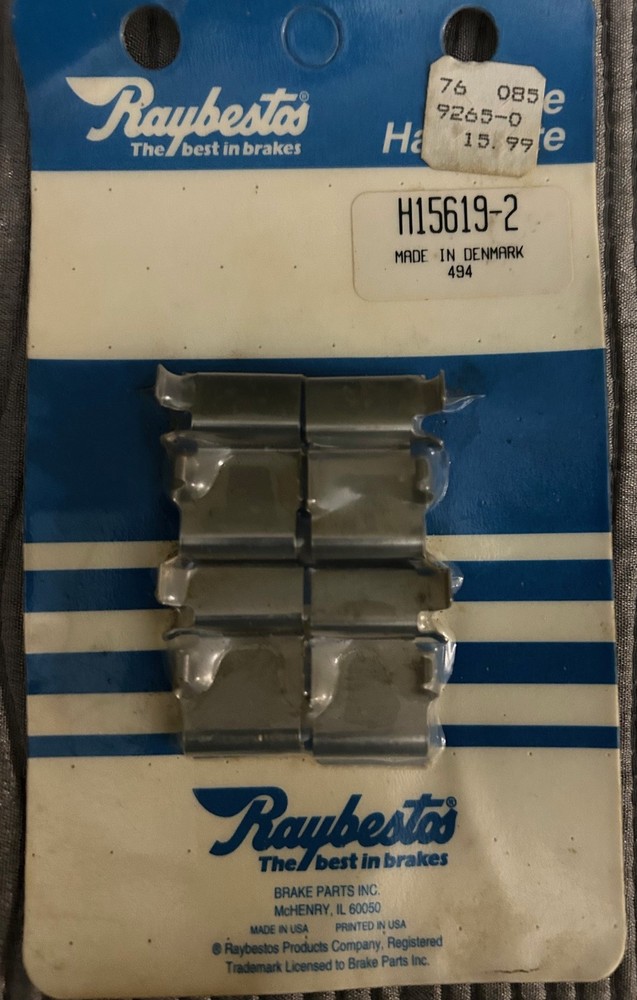 RAYBESTOS DISC BRAKE HARDWARE KIT P/N H15619-2, MADE IN DENMARK, FRONT REAR