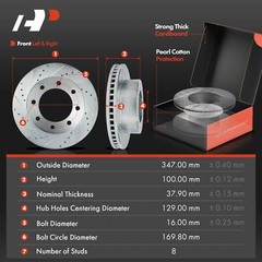 A-Premium Front Drilled Rotors &Ceramic Brake Pads for Ford F-250 F-350 Super