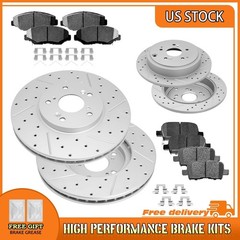 For 2003-2007 2008 Honda Pilot Front Rear Drilled Brake Rotor Ceramic Brake Pads