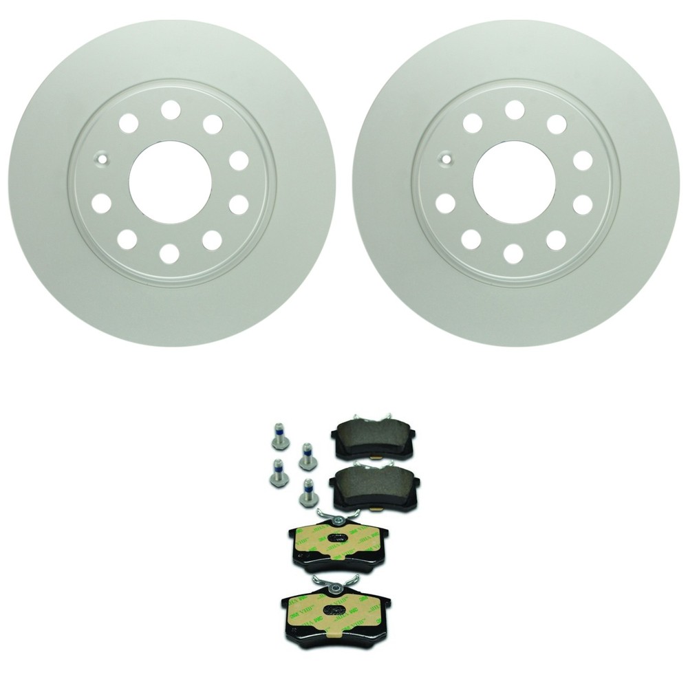 Bosch QuietCast Rear Rotors & Hella Low-Met Disc Brake Pad Kit For Beetle Jetta