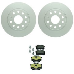 Bosch QuietCast Rear Rotors & Hella Low-Met Disc Brake Pad Kit For Beetle Jetta