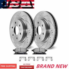 13.58″ REAR Drilled Disc Rotors Ceramic Pads for Chevy GMC Silverado Sierra 1500