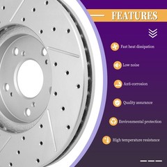 Front & Rear Drilled Rotor Ceramic Brake Pad For 2017 2018-2023 Nissan Titan