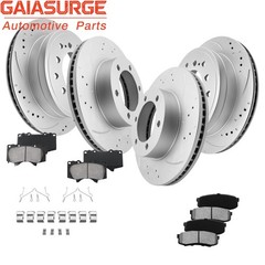 Front Rear Disc Rotors Ceramic Brake Pads for 2001-2005 2006 2007 Toyota Sequoia