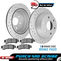 Rear Rotors + Ceramic Brake Pads for GMC Sierra 1500 Chevy Silverado TAHOE