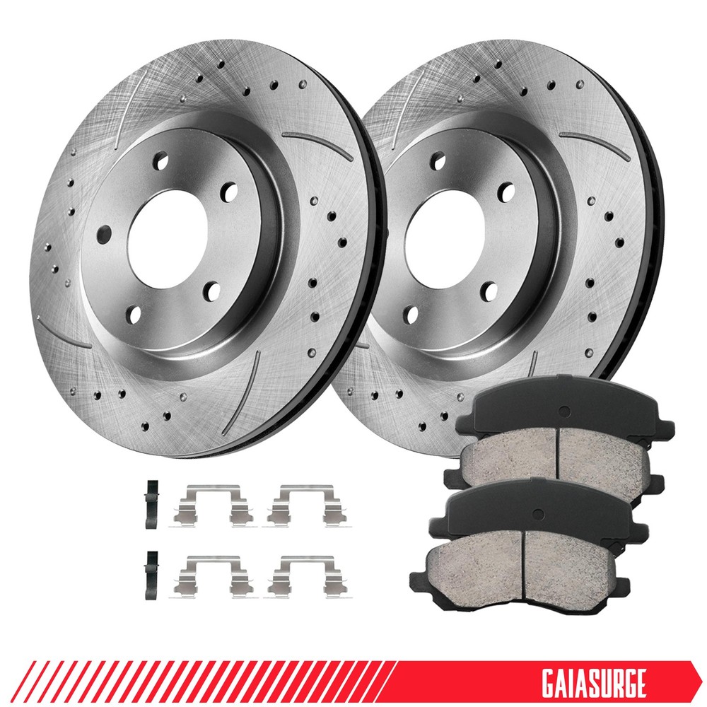 For Jeep Compass Patriot Dodge Caliber Avenger Front Drilled Rotors Brakes Pads