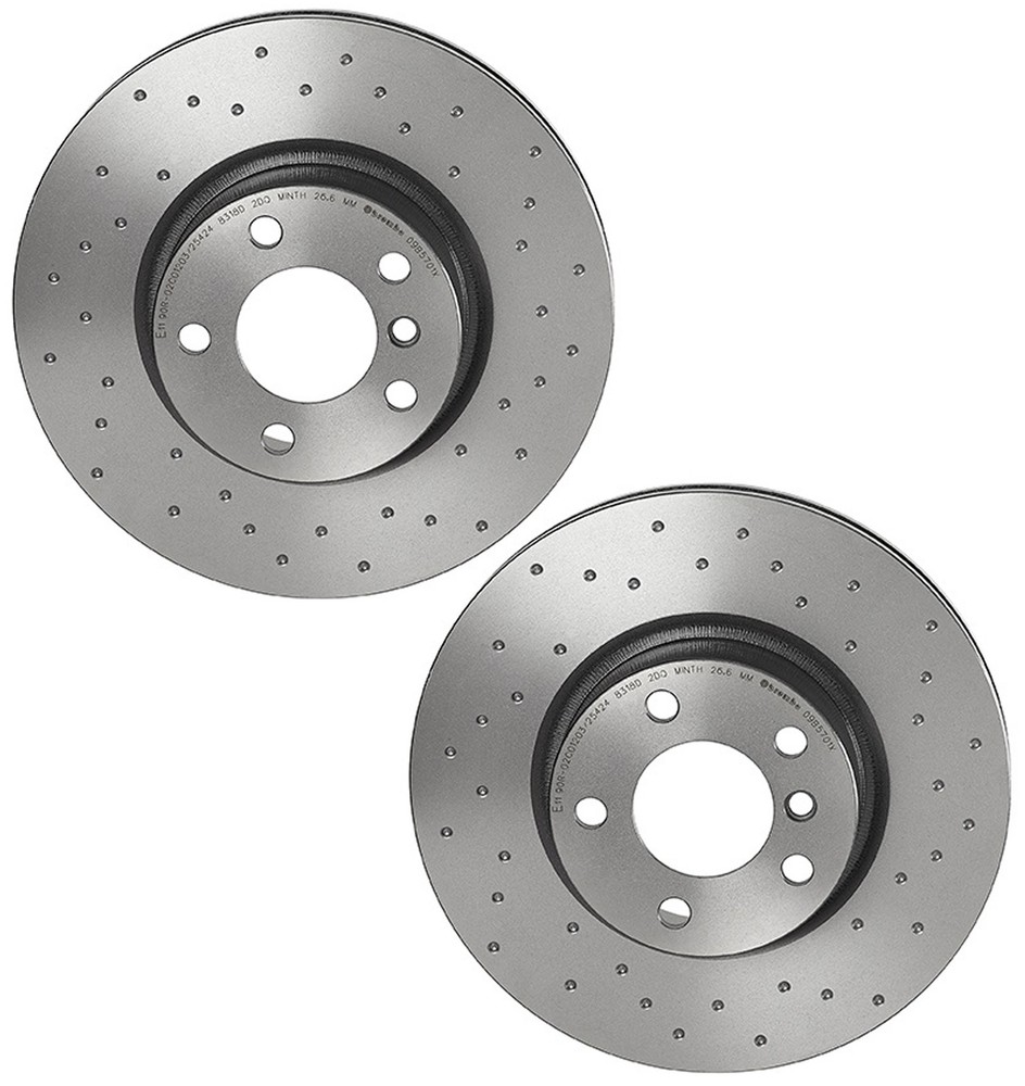 Brembo Xtra Pair Set of 2 Front Drilled Brake Disc Rotors For BMW F25 F26 X3 X4