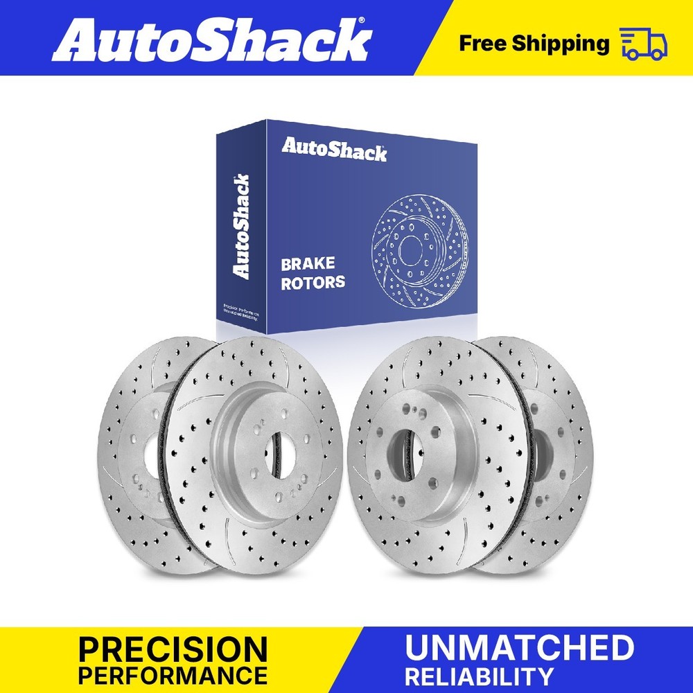 Front Rear Drilled Slotted Brake Rotors for Chevrolet, Silverado 1500 2019-2024