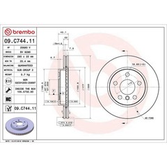 Brembo Prime Line UV Coated Vented Brake Disc Pair – 09.C744.11 – High Quality
