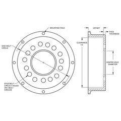 Wilwood Rotor Hat Rear Drag 1.71In Offset Multi-5 Lug 8 On 7.00In