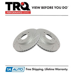 TRQ Performance Drilled & Slotted Front G-Coated Disc Brake Rotor Pair