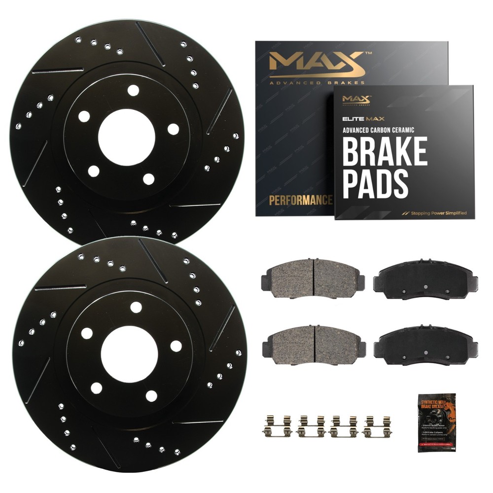 Front Drilled Slotted Rotors + Pads for 2014 2015 2016-2023 Jeep Cherokee