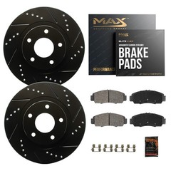 Front Drilled Slotted Rotors + Pads for 2019 2020 2021 2022 2023 Toyota RAV4