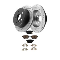 259mm Rear Rotor Drilled Slotted Brake Ceramic Pad fit 2016 2017 Toyota Corolla