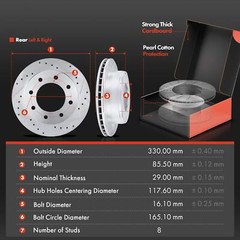 12x Drilled Brake Rotor Ceramic Brake Pad for Chevrolet GMC Hummer Front & Rear