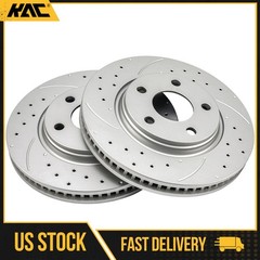 Front Drilled Slotted Zinc Plated Brake Rotors For 2005-2007 Buick LaCrosse