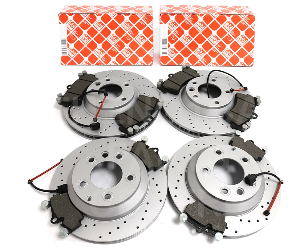 FOR AUDI Q7 VW TOUAREG PORSCHE CAYENNE FRONT REAR DRILLED BRAKE DISCS PADS WIRES