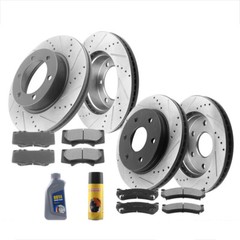 Front & Rear Brake Rotors + Brake Pads Kit For Chevy Silverado 1500 Tahoe CA E4