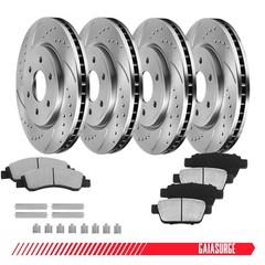 Front Rear Drilled Slotted Brake Rotors & Ceramic Pads for Ford F-150 2010 2011