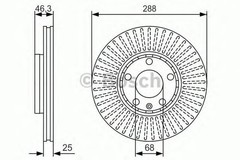 Bosch Brake Disc Front Diameter 288mm 68mm Vented 25mm 0986479R82