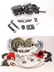 Disc Brake Conversion Kit for Mopar B & E Bodies Red Calipers Black Out Booster