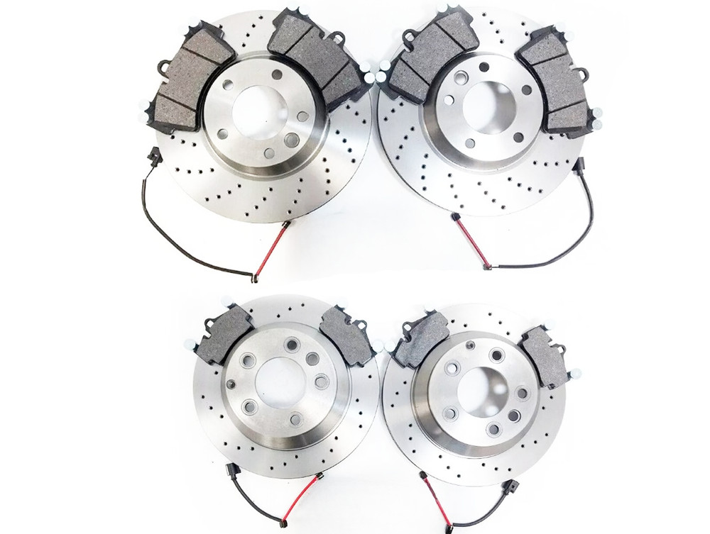 FOR AUDI Q7 VW TOUAREG PORSCHE CAYENNE FRONT REAR DRILLED BRAKE DISCS PADS 350mm