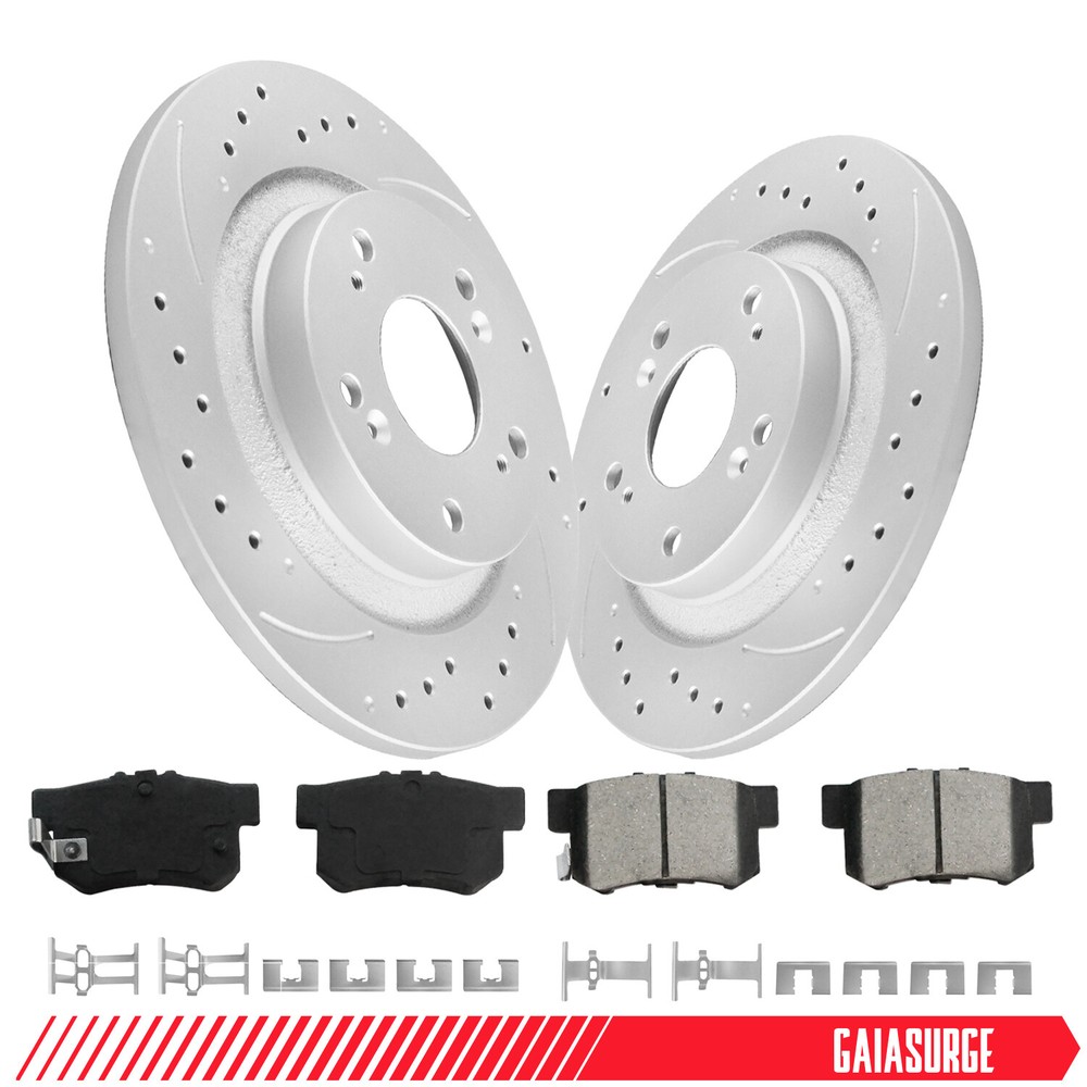 Rear Disc Rotors Ceramic Brake Pads Kit 11.1” For Honda S2000 2.0L 2.2L 2-Door