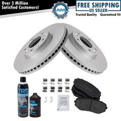 Front Ceramic Brake Pad & Coated Rotor Kit of 2 Kit w/Chemicals