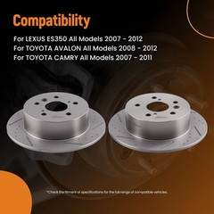 Rear Disc Brake Rotors Kit for Lexus ES350 2007-2012 Toyota Avalon 2008-2012