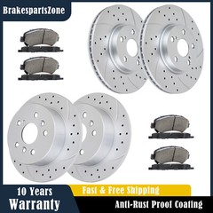 Front and Rear Brake Rotors Pads fit for Ford Fusion 2006-2012 Slotted Drilled
