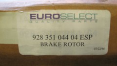 PORSCHE 928 RIGHT FRONT DIRECTIONAL BRAKE ROTOR P/N 928 351 044 04