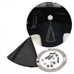 Black Vertical Shifter or Emergency Brake Boot with Round Polished Trim Ring