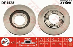 hyundai coupe I RD front brake discs Lucas DF1428 257mm