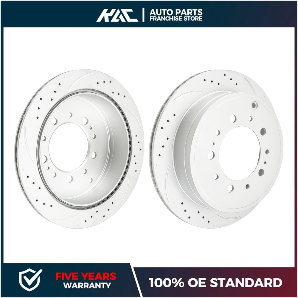 Pair Rear Drilled & Slotted Brake Rotors For Toyota Tundra Sequoia Lexus LX570