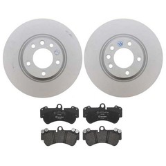SHW Performance OEM Front Brake Kit Rotors Brembo Pads For Cayenne Black Caliper