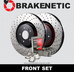 FRONT BRAKENETIC Premium Drilled Brake Rotors + Ceramic Pads 55.35007.21