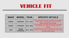 330mm Front Rear Rotor Brake Pad Fit 2011-18 Dodge Durango Grand Cherokee