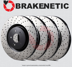 FRONT+REAR BRAKENETIC Premium Cross Drilled Brake Disc Rotors BPRS71761