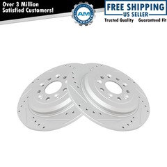 Performance Brake Rotor Drilled Slotted Rear G-Coated Pair for Ford