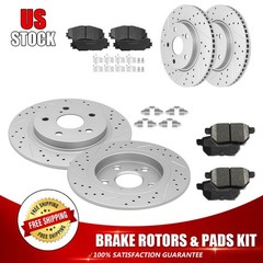 For Scion Xb 2008-2015 Front Rear Drilled Slotted Disc Rotors Ceramic Brake Pads