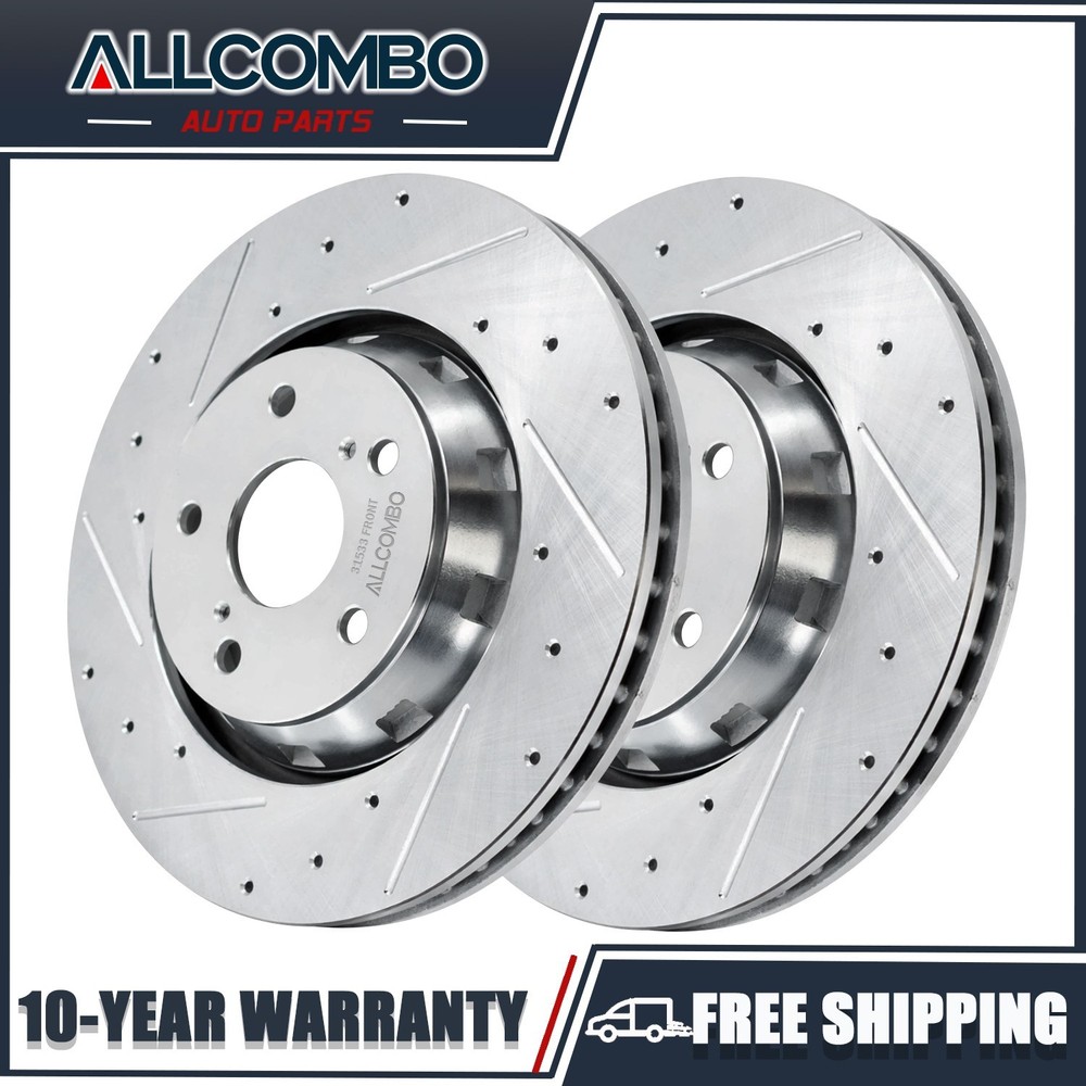12.76 in Front Drilled Disc Brake Rotors for 2009 2010 2011 – 2016 Toyota Venza