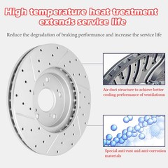 284mm Rear Disc Brake Rotors Ceramic Pads for 2006 2007 Hyundai Sonata 3.3L