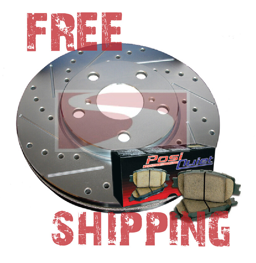 REAR Drill Slot Brake Rotors + POSI QUIET Ceramic Pads for Terraza AWD 2005