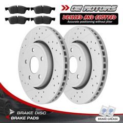 Front Drilled Rotor + Brake Pads for 2011-2018 Jeep Grand Cherokee Dodge Durango