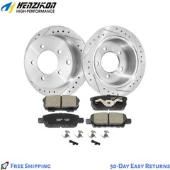 Smooth Stop Rear Drilled Rotor Ceramic Brake Set Fits Caliber Chrysler 200 Mitsu